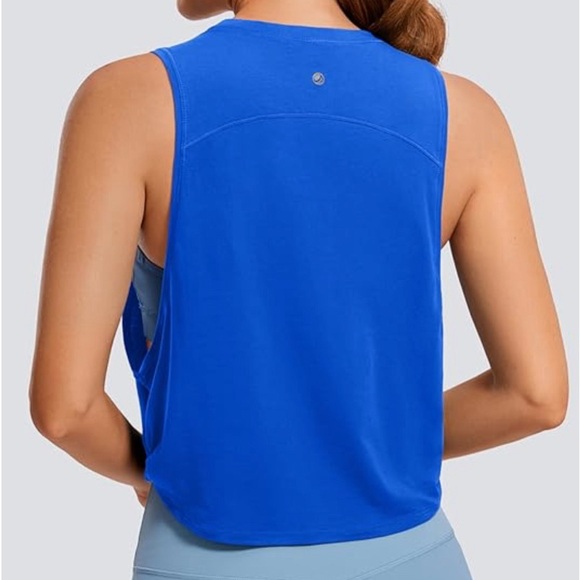CRZ YOGA Pima Cotton Cropped Tank Top Sleeveless Sports Shirts Athletic - Picture 2 of 7